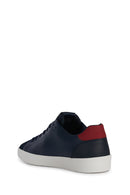 Geox Erkek Lacivert Affıle Bağcıklı Deri Sneaker | Derimod