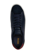 Geox Erkek Lacivert Affıle Bağcıklı Deri Sneaker | Derimod