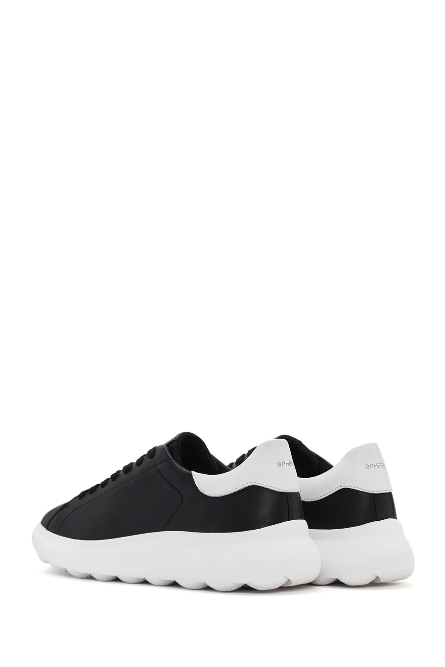 Geox Men's Black Spherica Lace-up Leather Sneaker