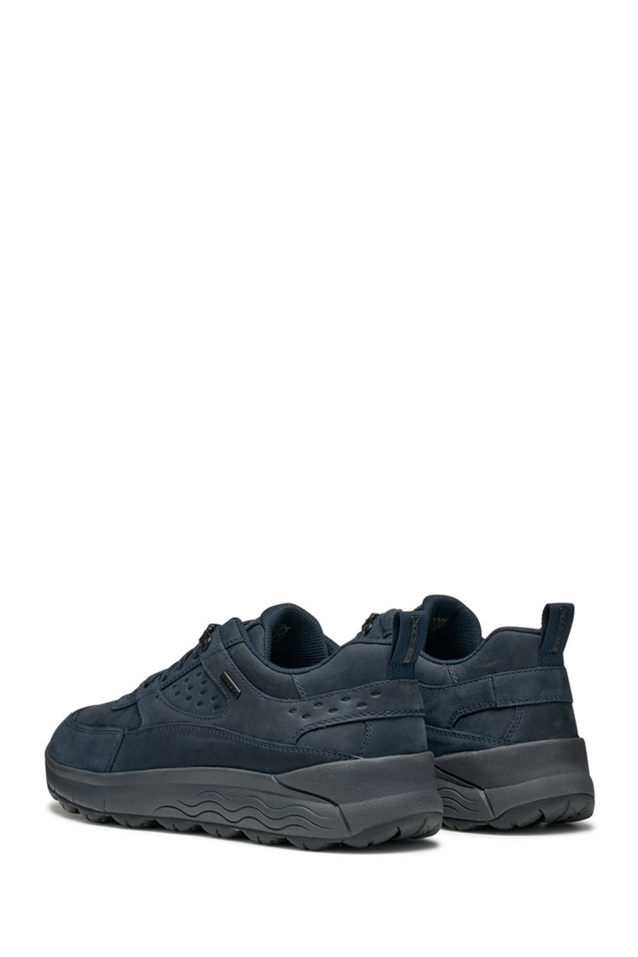Geox Men's Navy Blue Laced Thick Sole Suede Leather Sneakers