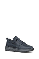 Geox Men's Navy Blue Laced Thick Sole Suede Leather Sneakers | Derimod