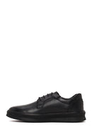 Erkek Siyah Bağcıklı Deri Sneaker | Derimod