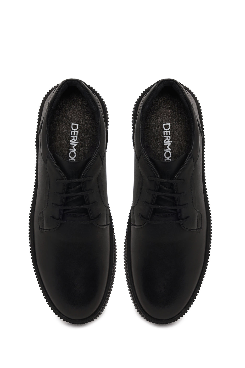 Erkek Siyah Bağcıklı Deri Sneaker