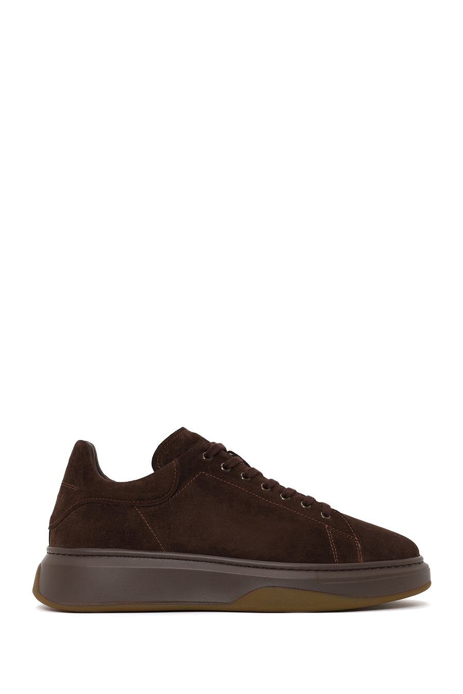 Male Brown Lace-Up Thick-Soled Suede Leather Sneaker WM660004DS | Derimod