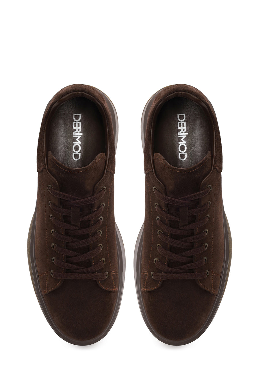 Male Brown Lace-Up Thick-Soled Suede Leather Sneaker