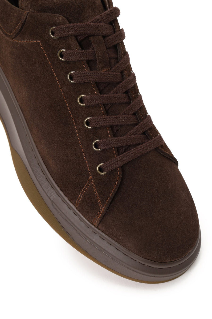 Male Brown Lace-Up Thick-Soled Suede Leather Sneaker
