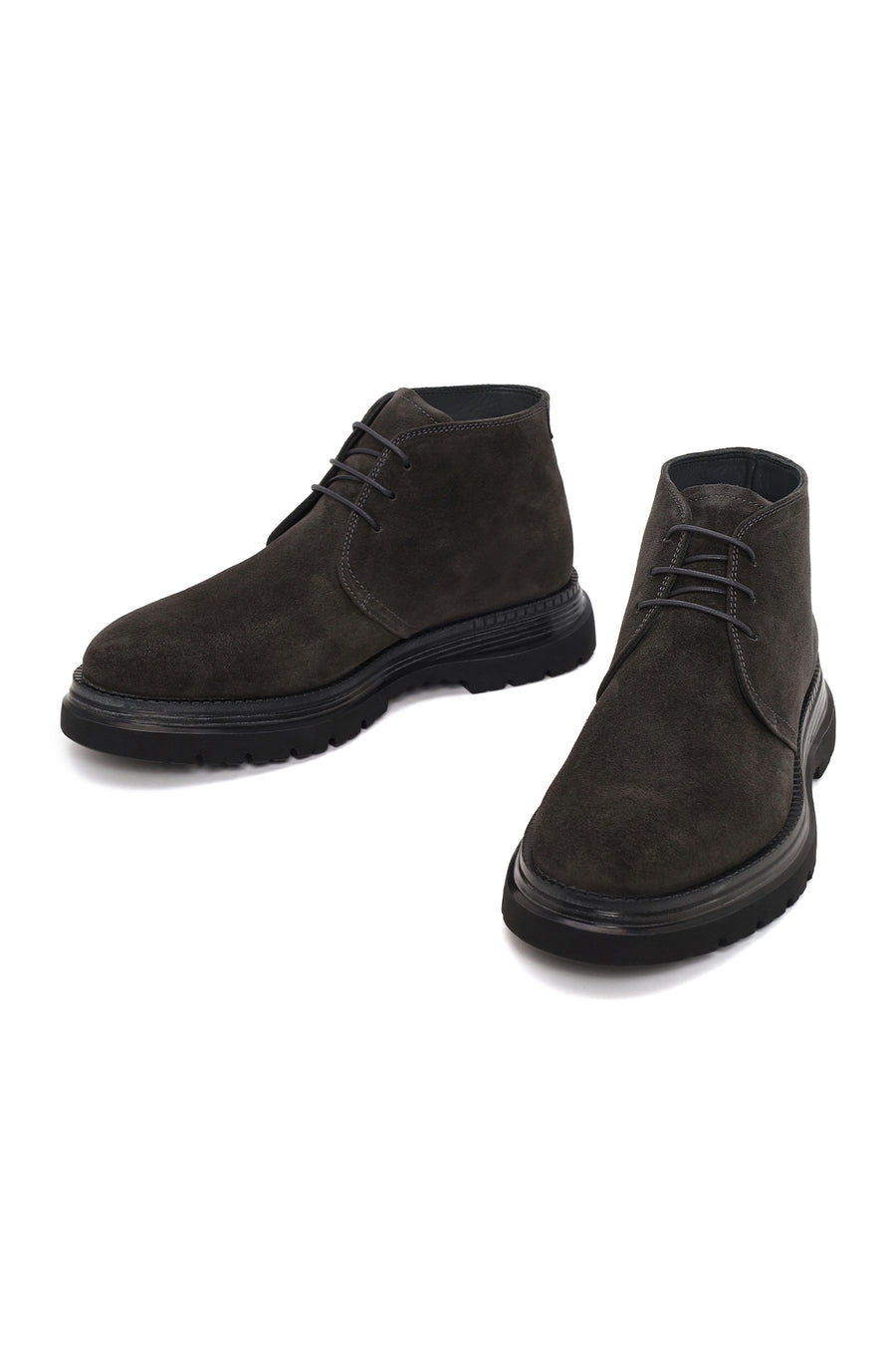 Male Dark Gray Lace-up Suede Casual Boots