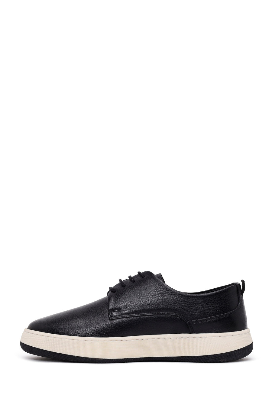 Male Black Lace-Up Thick-Soled Leather Casual Shoes