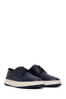 Male Navy Lace-up Thick-Soled Leather Casual Shoes | Derimod