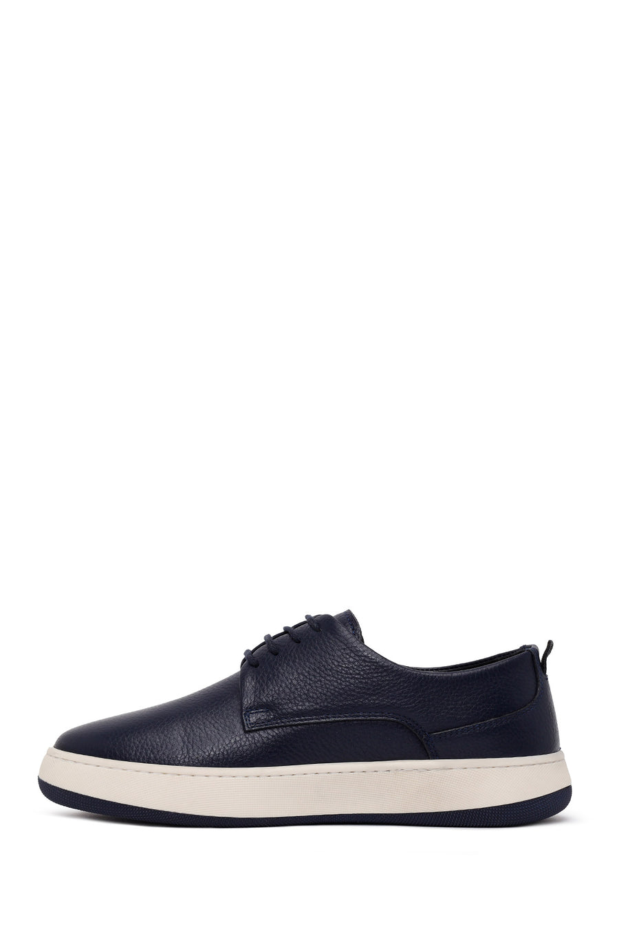Male Navy Lace-up Thick-Soled Leather Casual Shoes