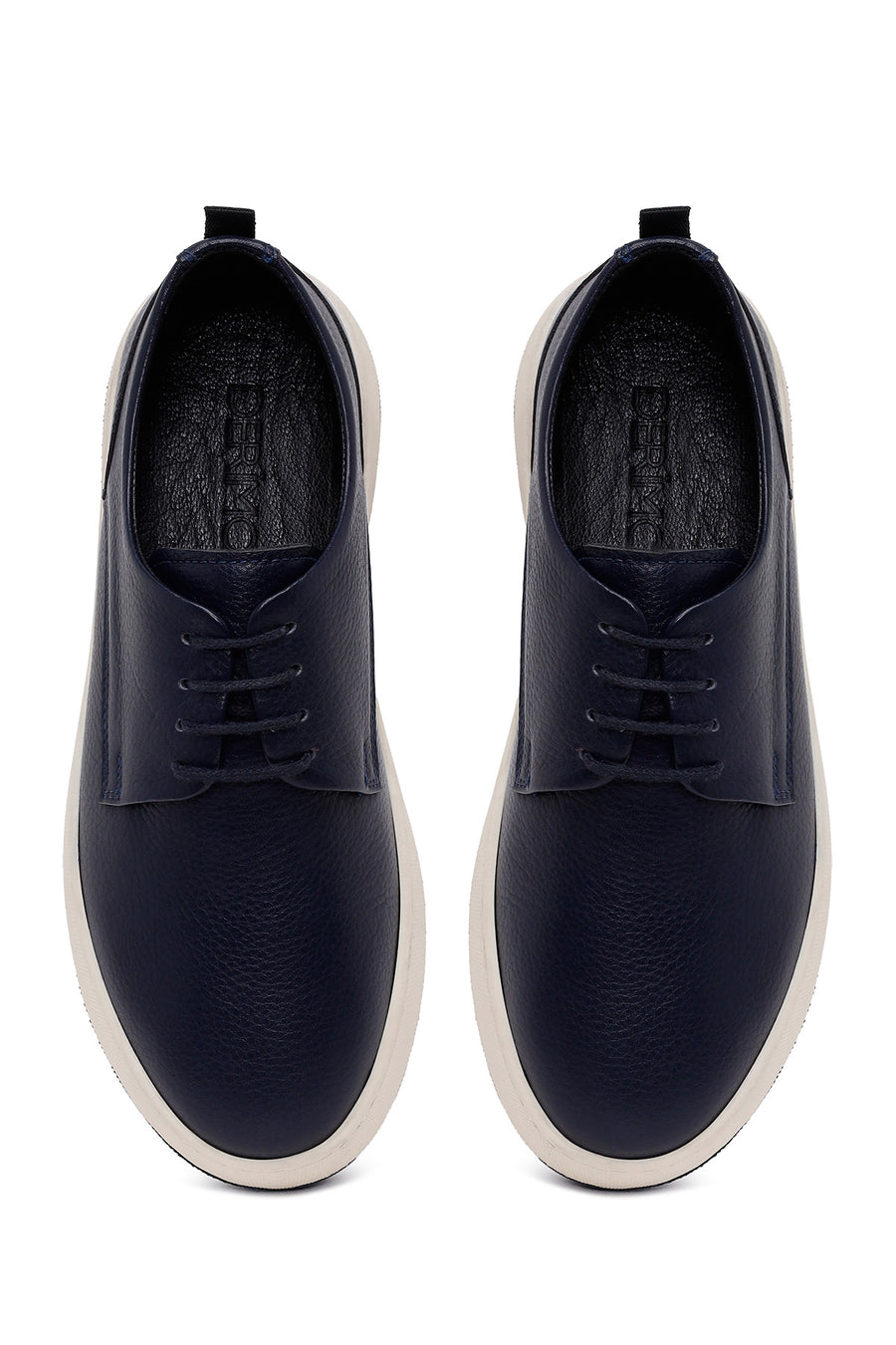 Male Navy Lace-up Thick-Soled Leather Casual Shoes