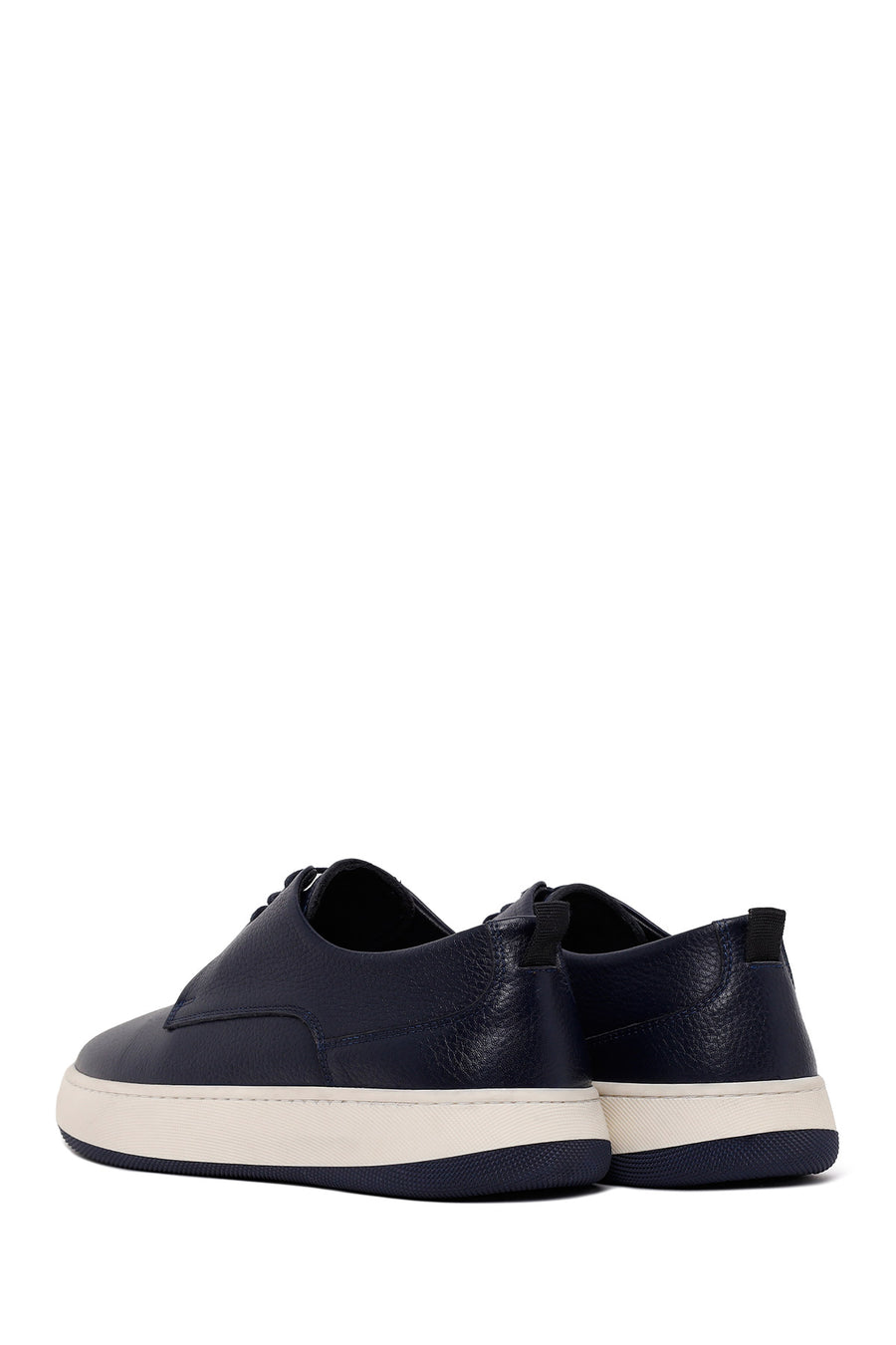 Male Navy Lace-up Thick-Soled Leather Casual Shoes