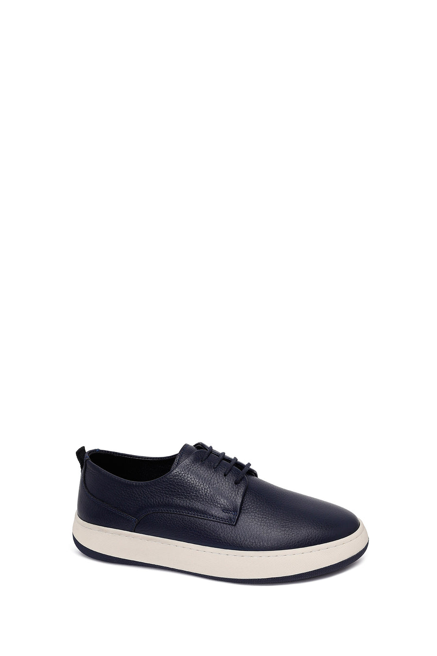 Male Navy Lace-up Thick-Soled Leather Casual Shoes