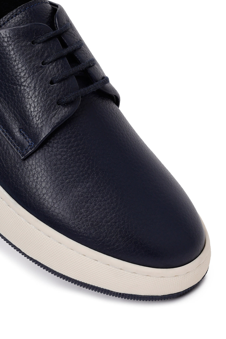 Male Navy Lace-up Thick-Soled Leather Casual Shoes