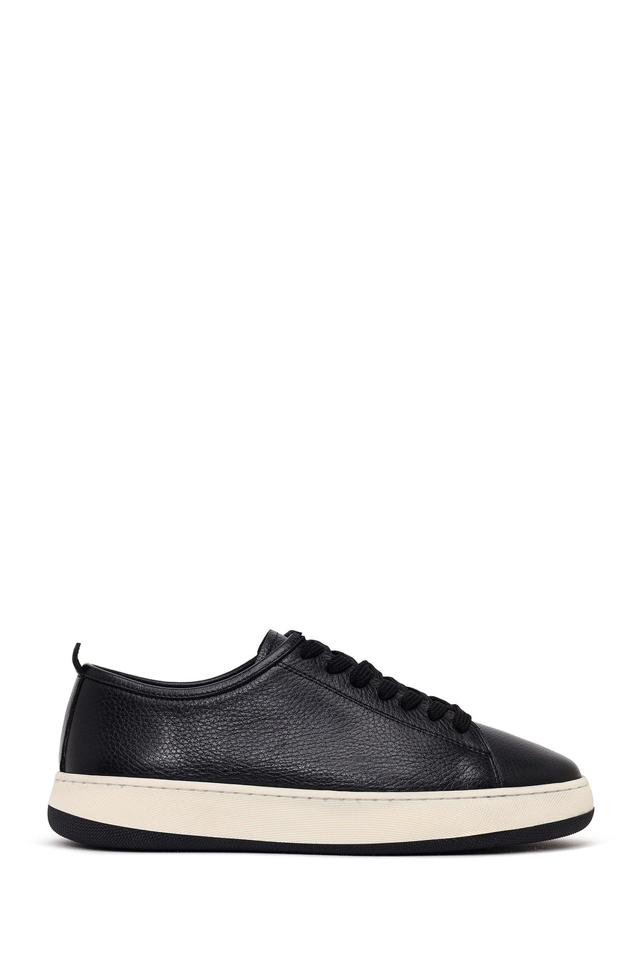 Erkek Siyah Bağcıklı Kalın Tabanlı Deri Sneaker WM700011DF | Derimod