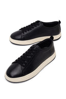 Erkek Siyah Bağcıklı Kalın Tabanlı Deri Sneaker | Derimod