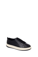 Erkek Siyah Bağcıklı Kalın Tabanlı Deri Sneaker | Derimod