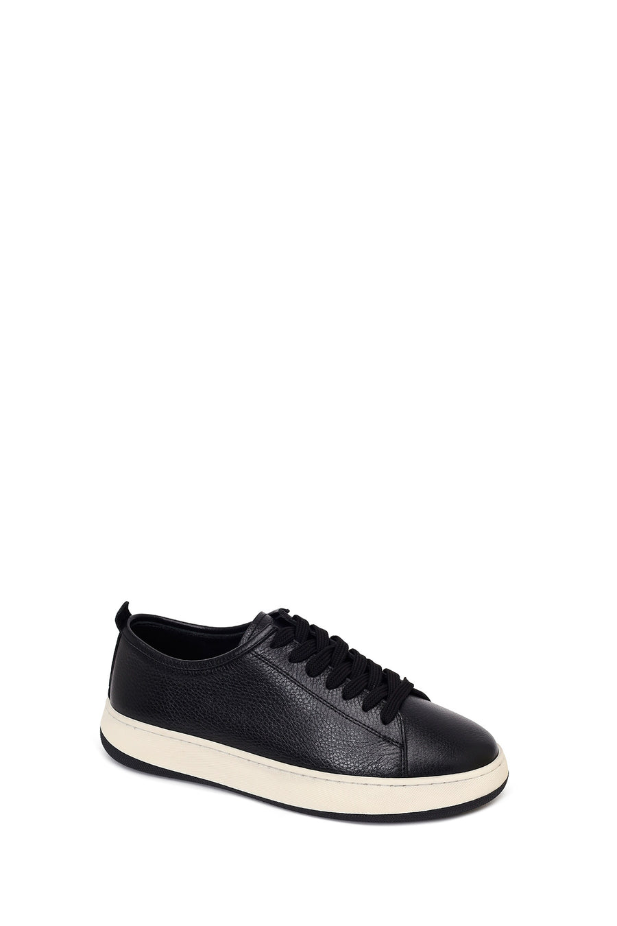 Erkek Siyah Bağcıklı Kalın Tabanlı Deri Sneaker