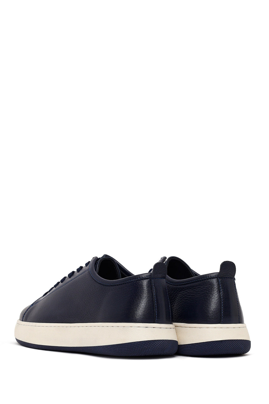 Erkek Lacivert Bağcıklı Kalın Tabanlı Deri Sneaker