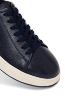 Erkek Lacivert Bağcıklı Kalın Tabanlı Deri Sneaker | Derimod