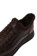 Erkek Kahverengi Bağcıklı Deri Sneaker | Derimod