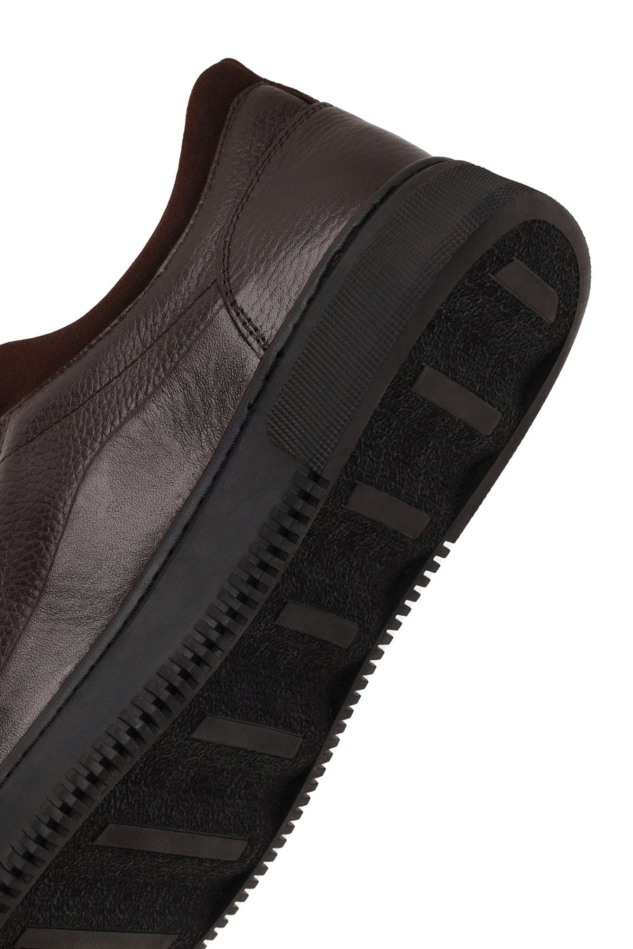 Erkek Kahverengi Bağcıklı Deri Sneaker