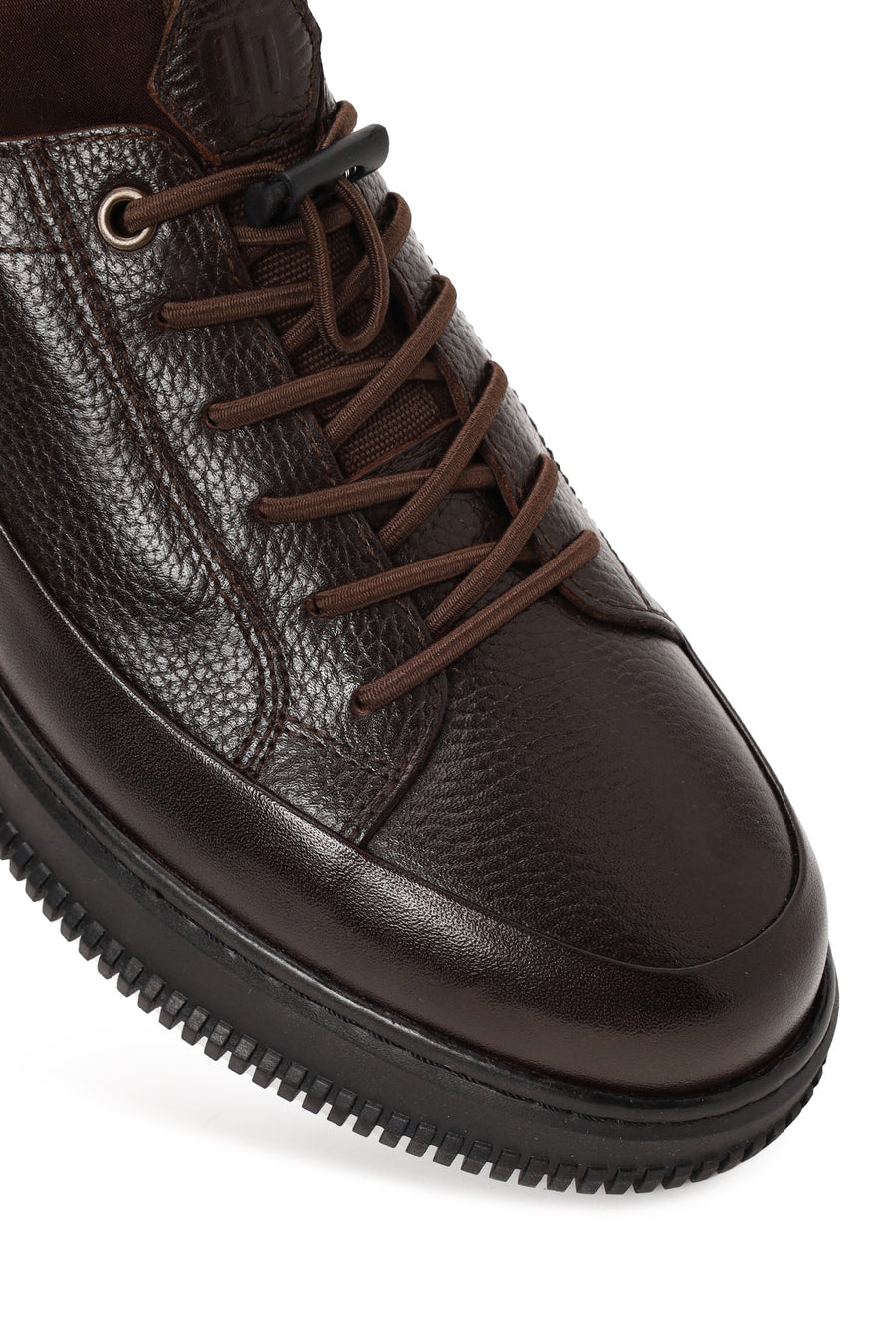 Erkek Kahverengi Bağcıklı Deri Sneaker