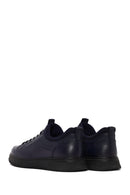 Erkek Lacivert Bağcıklı Deri Sneaker | Derimod