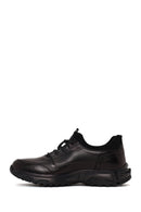 Derimod Fly Erkek Siyah Bağcıklı Kalın Tabanlı Deri Casual Sneaker | Derimod