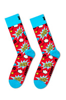 Happy Socks Male Multicolored Super Dad Themed Cotton 3-Pack Sock Set | Derimod