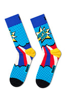Happy Socks Male Multicolored Super Dad Themed Cotton 3-Pack Sock Set | Derimod