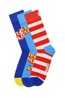 Happy Socks Male Multicolored Super Dad-Themed Pack of 3 Cotton Socks Set | Derimod