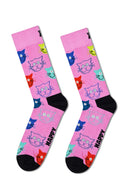 Happy Socks Kadın Çok Renkli Kedi Desenli Pamuklu 3’lü Çorap Seti | Derimod