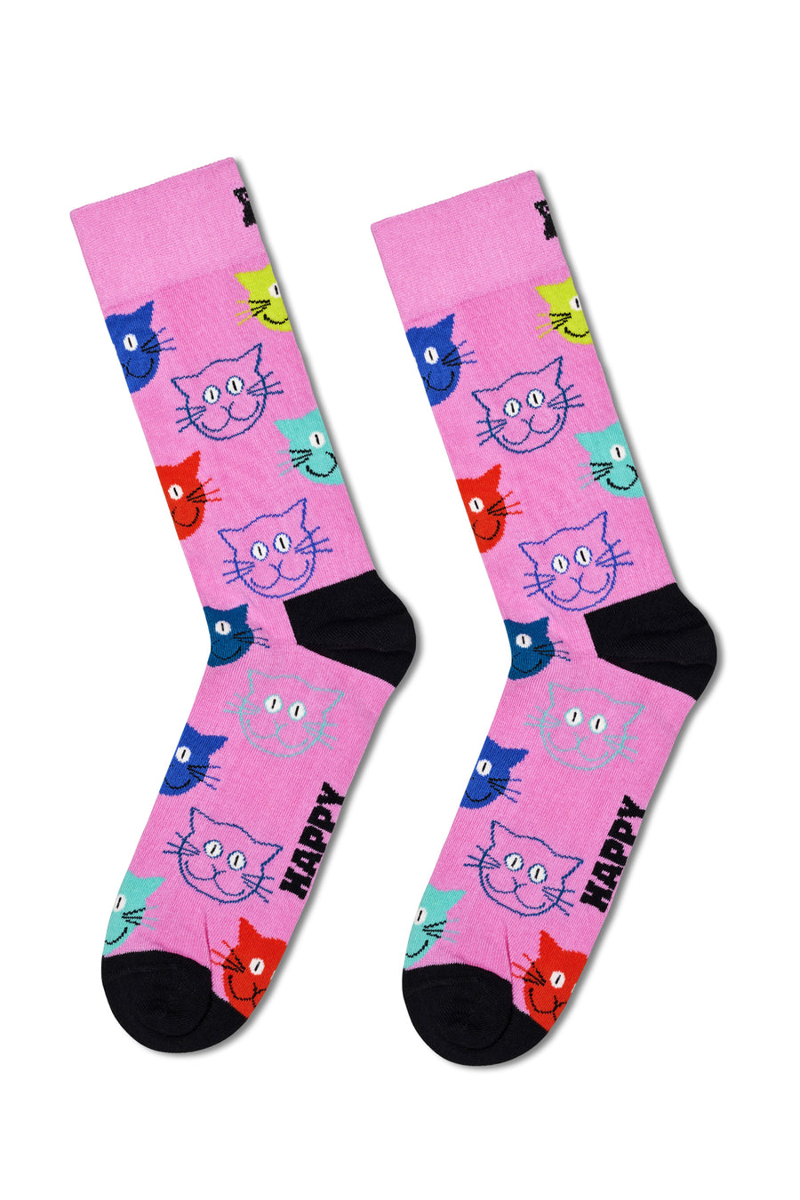 Happy Socks Kadın Çok Renkli Kedi Desenli Pamuklu 3’lü Çorap Seti