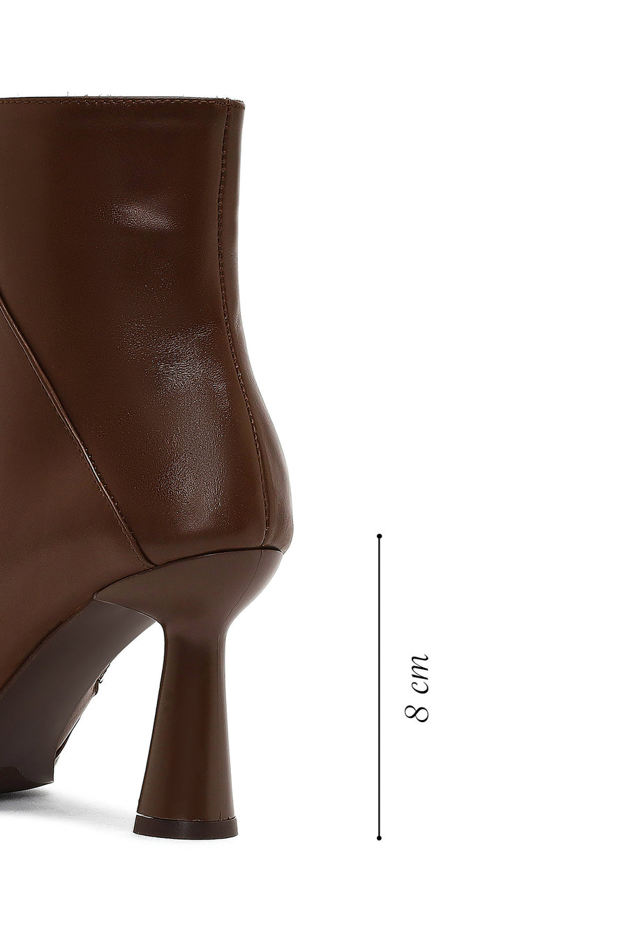 Woman Brown Zip Closure Thin High-Heel Leather Boots
