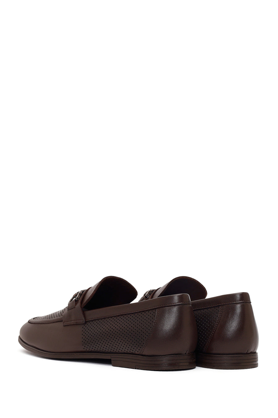 Erkek Kahverengi Tokalı Deri Casual Loafer