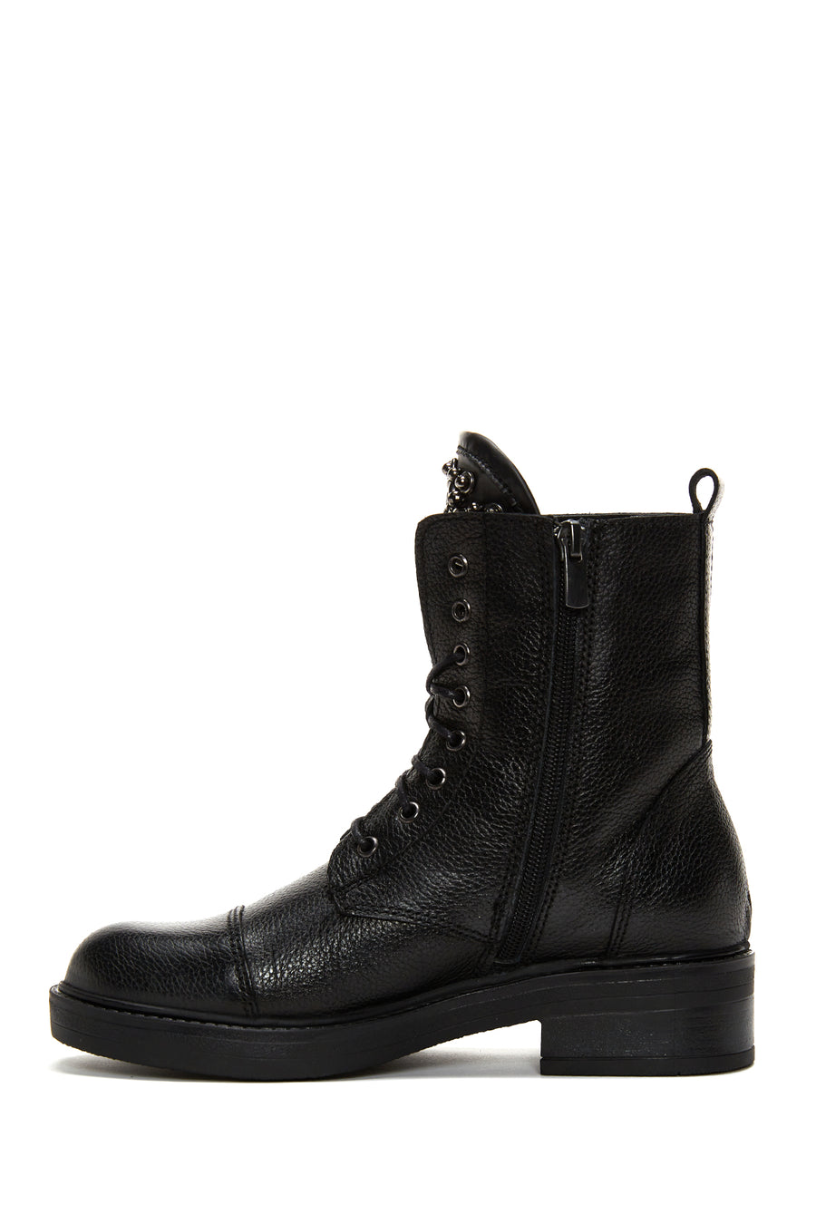 Women's Black Leather Stone Boots
