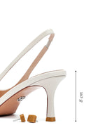 Women's Cream Slingback Thin Heel Leather Shoes | Derimod