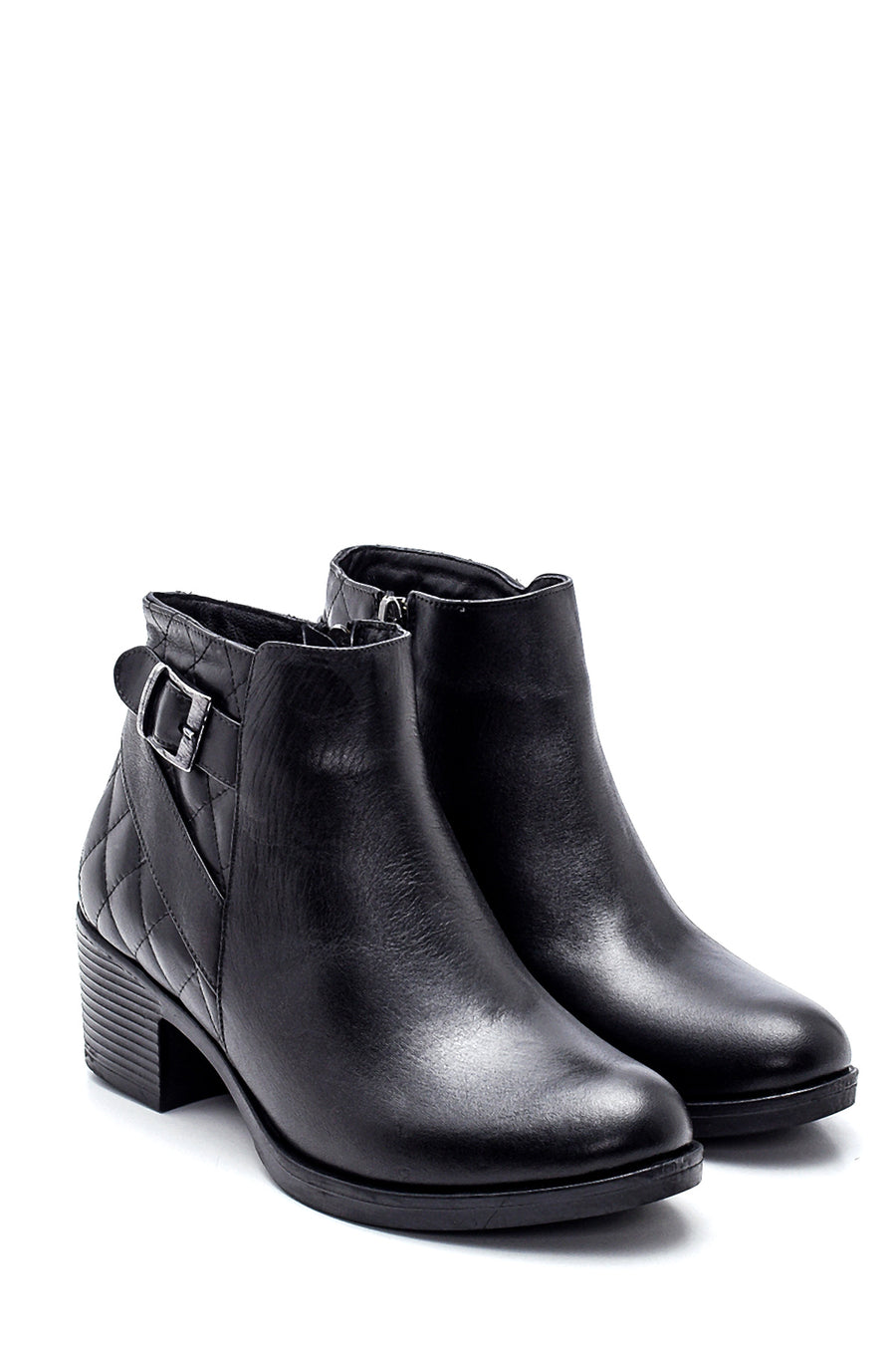 Women's Leather Quilted Detailed Boots