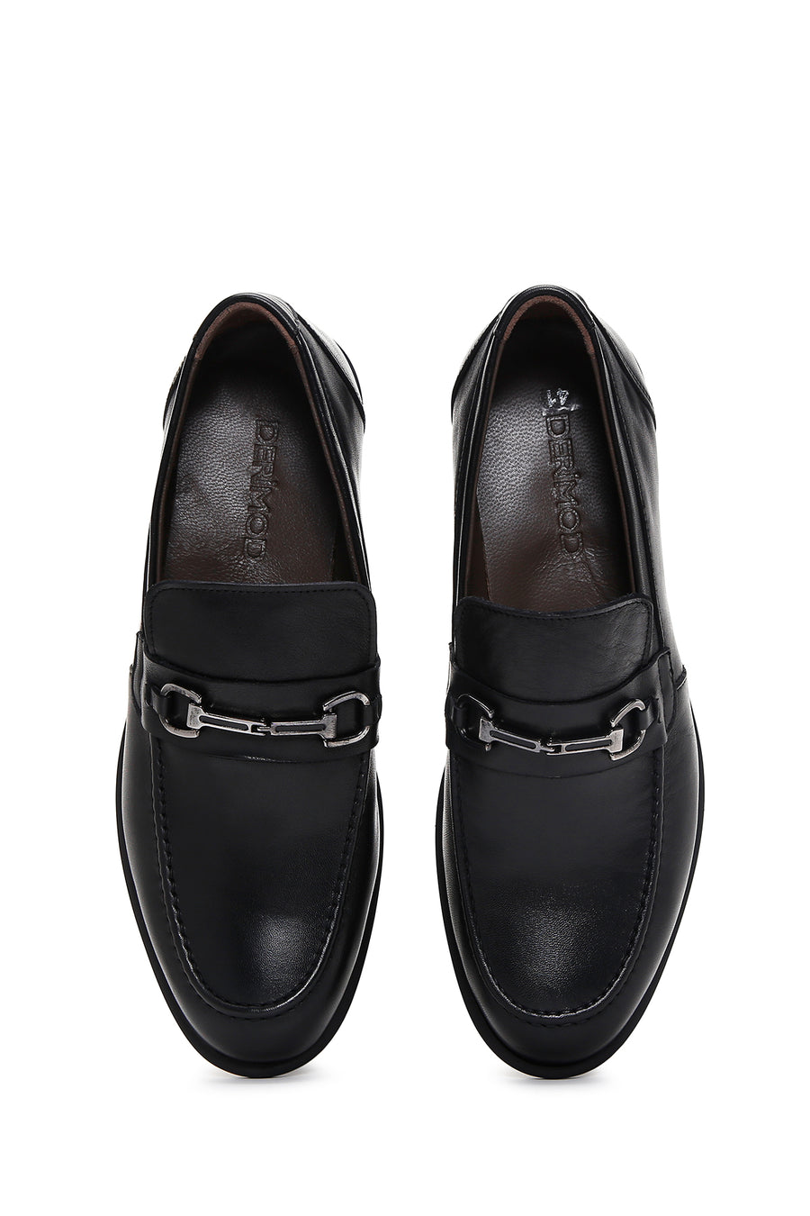 Erkek Siyah Deri Tokalı Klasik Loafer