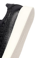 Erkek Siyah Kroko Bağcıklı Deri Sneaker | Derimod