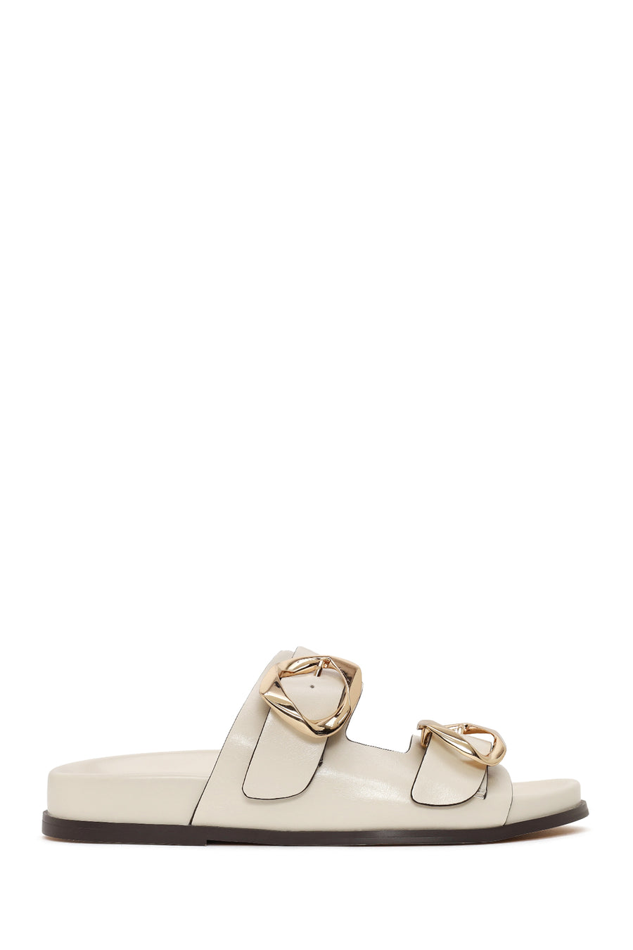 Woman Cream Double-Buckle Slippers 26SFD442118 | Derimod