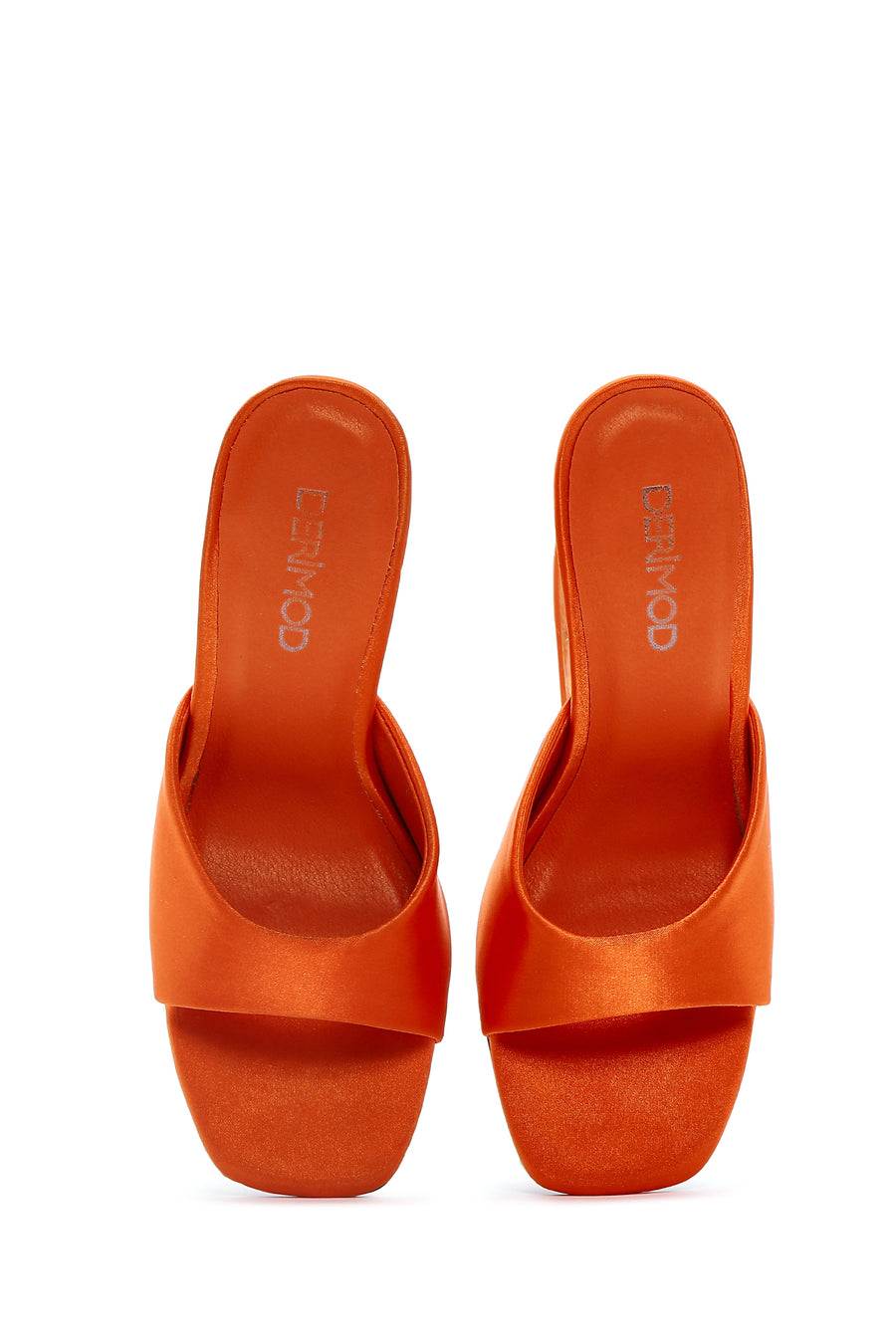 Women's Orange Transparent Heeled Slippers