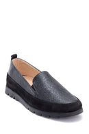 Women's Leather Glitter Detailed Loafer | Derimod