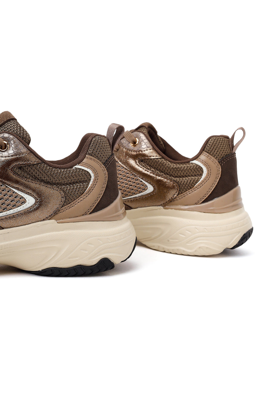 Kadın Bronz Bağcıklı Kalın Tabanlı Sneaker