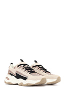 Women's Beige Lace-Up Thick-Soled Sneaker | Derimod