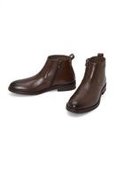 Derimod Black Male Brown Zip Closure Leather Boots | Derimod