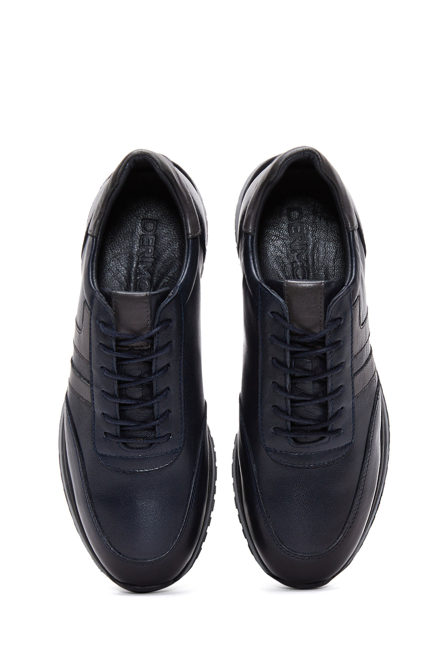 Erkek Lacivert Deri Casual Sneaker