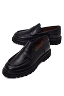 Male Black Thick-Soled Leather Loafer | Derimod