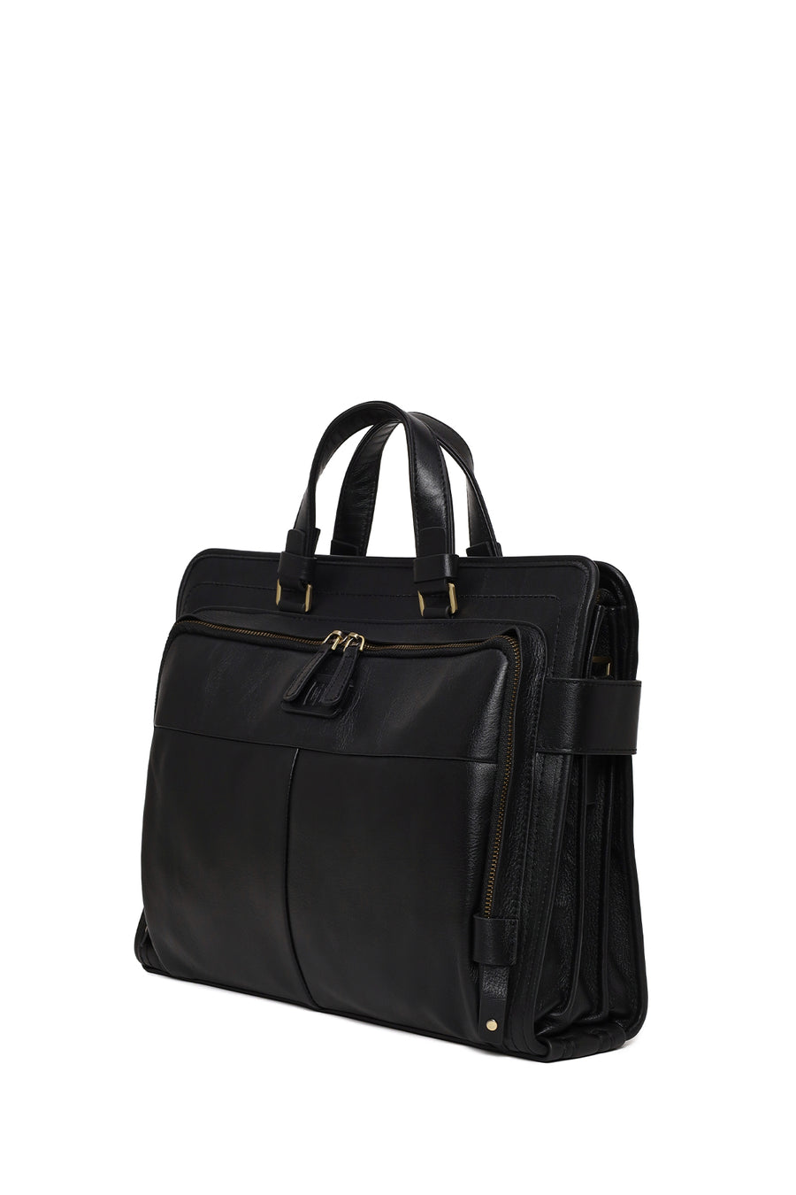 Male Black Long Strap Leather Briefcase